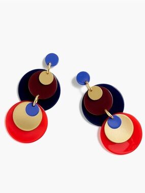 J.Crew Earrings Statement Red/Blue/Black/Brass